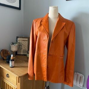 Danier Orange Leather Women's Blazer